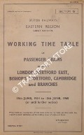 Book cover of Working Time Table of Passenger Trains - Section G - London, Hertford East, Bishop's Stortford, Cambridge and branches, 15th June 1964 to 13th June 1965 by British Railways Eastern Region (Great Eastern)